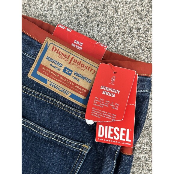 Diesel Mens Jeans Pants Blue 1955-09C88 Sz  W33-L32  Slim Fit Mid Waist Straight - Picture 4 of 6